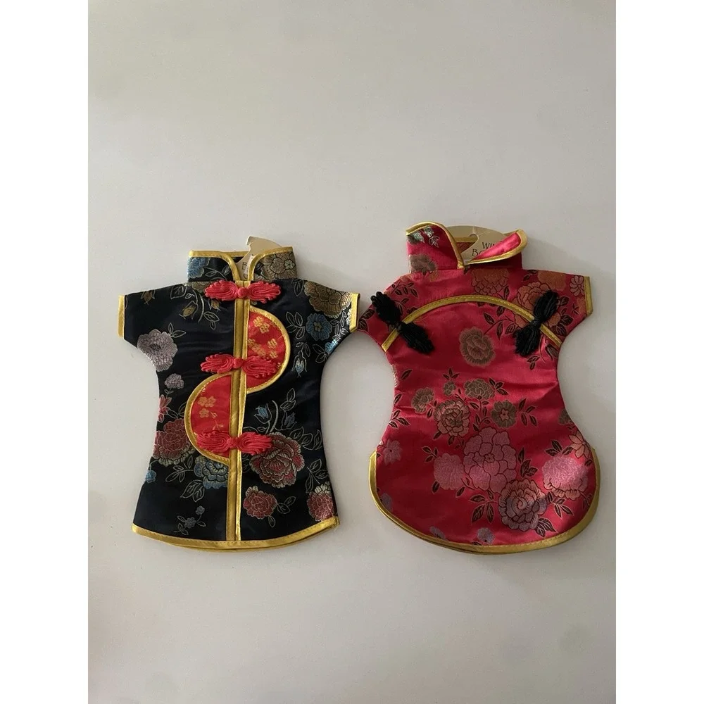World Market 2pcs Chinese-style Qipao or Tang suit wine bottle covers